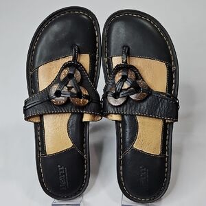Born Womens Black Leather Sandals Size 10